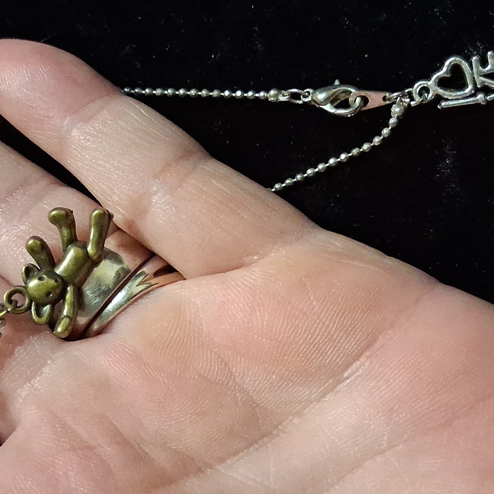 Gold Teddy Bear Pendant Necklace 16 In Long . - Picture 7 of 8